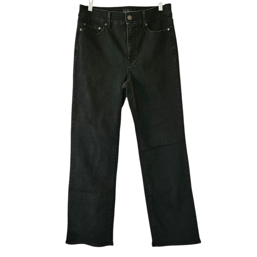 Talbots Barely Boot Jeans 8 Black High Rise Bootcut Minimalist Sleek Essential